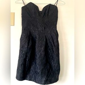 Black lace strapless dress